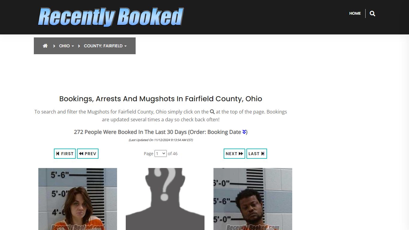 Bookings, Arrests and Mugshots in Fairfield County, Ohio - Recently Booked