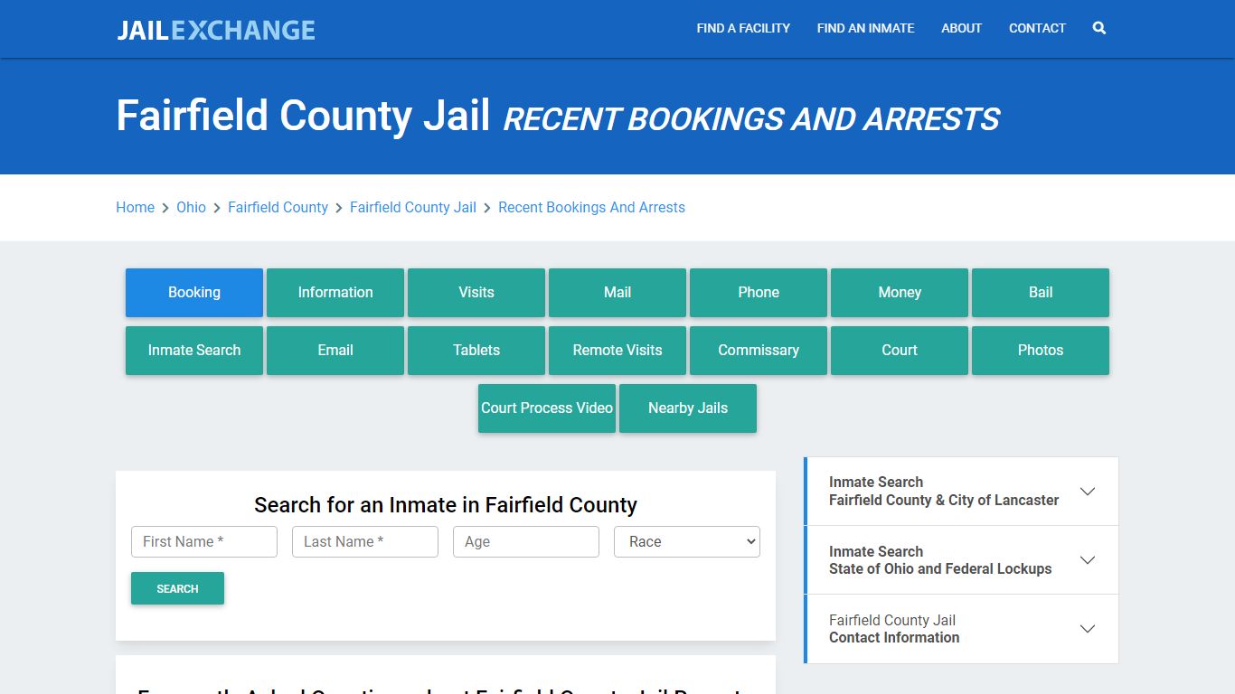 Fairfield County Jail OH Recent Arrests and Bookings