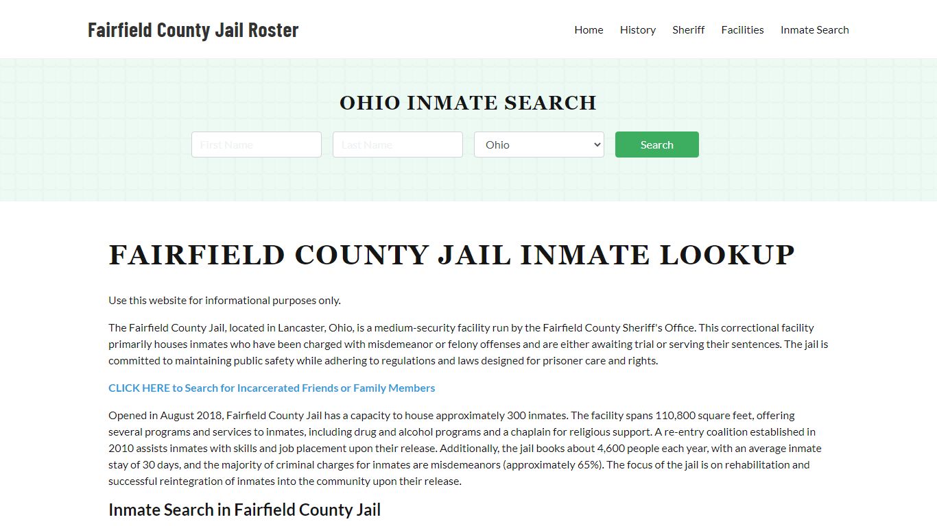 Fairfield County Jail Roster Lookup, OH, Inmate Search